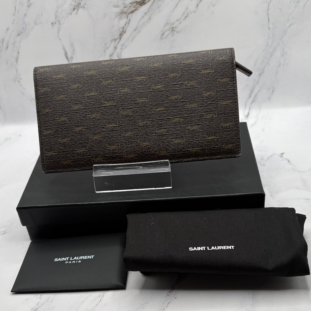 Saint Laurent Brown Monogram Wallet - Picture 1 of 6